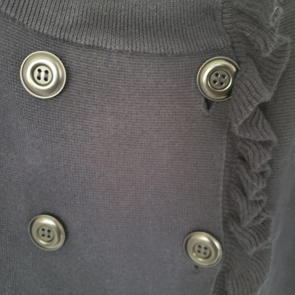 J. Crew Navy Ruffle Button Cardigan Small - Picture 2 of 4